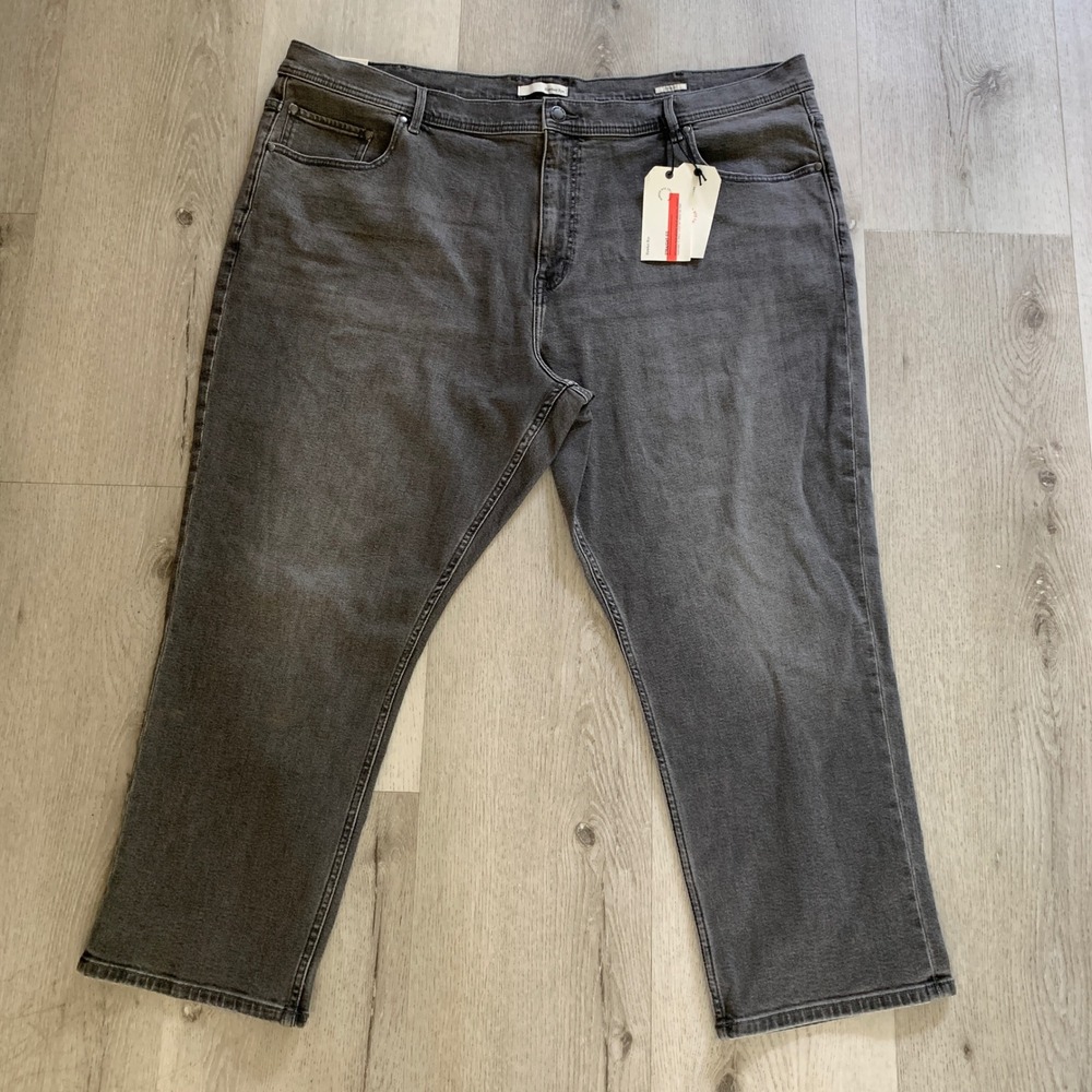 Hawker Rye Mens Straight Fit Jeans Washed Gray Denim Pants Sz 46 NEW